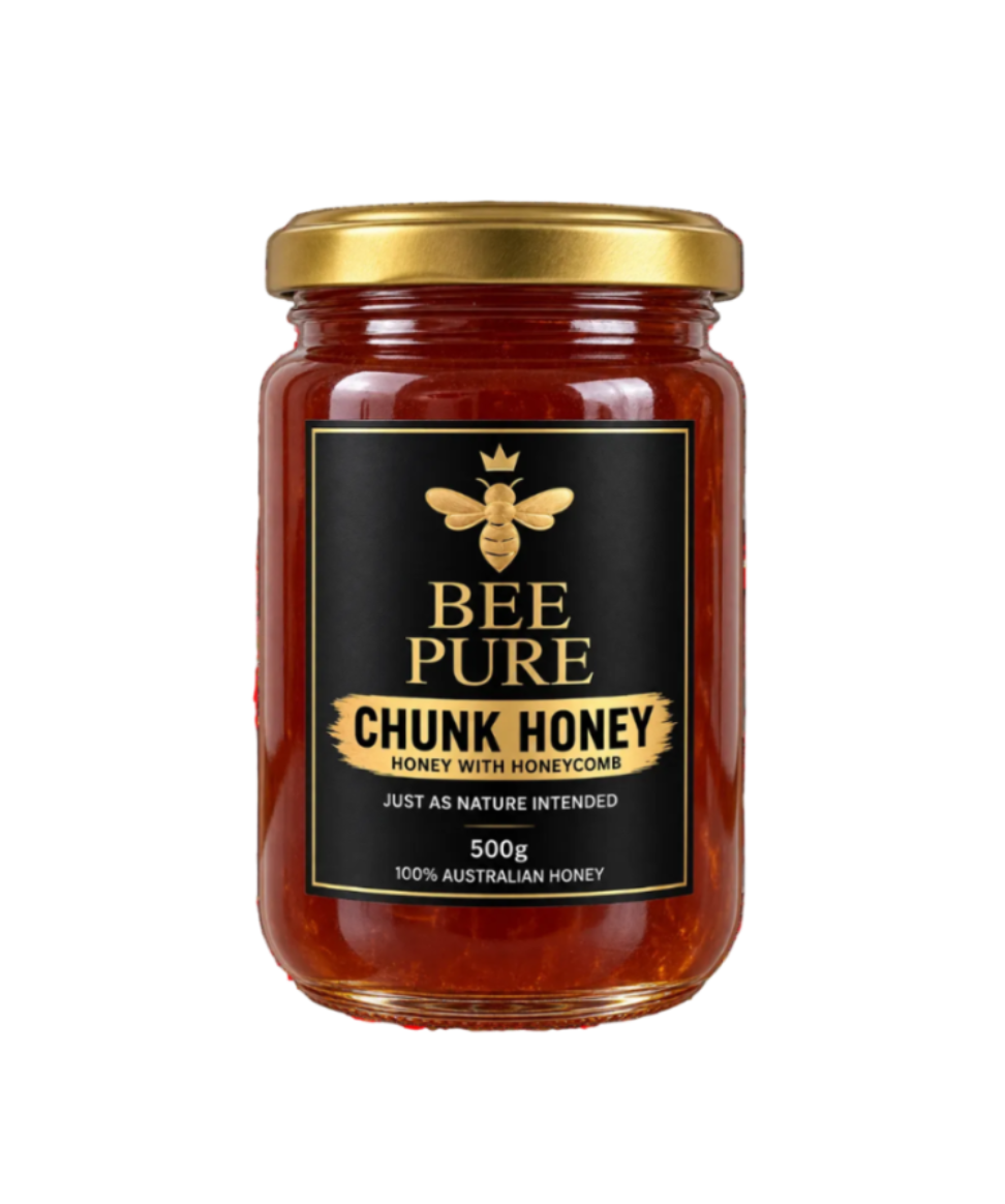 Bee Pure Australian Chunk Honey with Honeycomb – 500g 🍯
