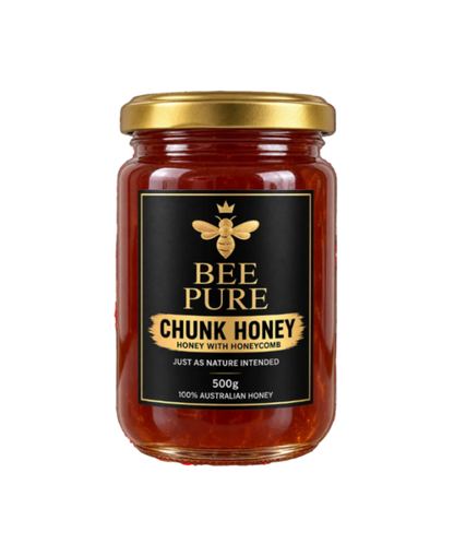 Bee Pure Australian Chunk Honey with Honeycomb – 500g 🍯